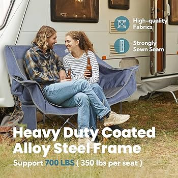 700lbs Capacity Double Camping Chair for 2 Adults - Low-Profile Outdoor Loveseat with XL Cup Hold... | Amazon (US)