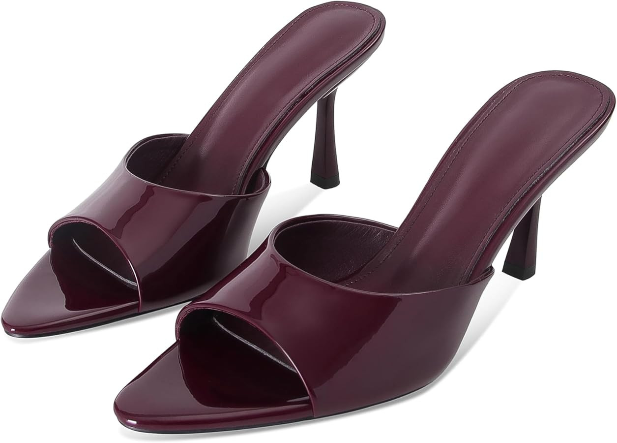 Women's Heeled Sandals Pointed Peep Open Toe Stiletto High Heels Slip On Backless Mule Dress Pump... | Amazon (US)