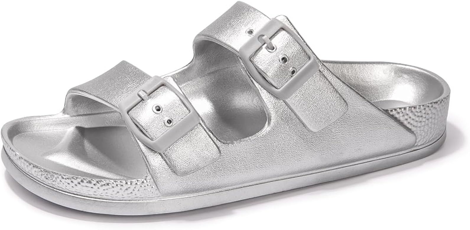 FUNKYMONKEY Women's Comfort Slides Double Buckle Adjustable EVA Flat Sandals | Amazon (US)