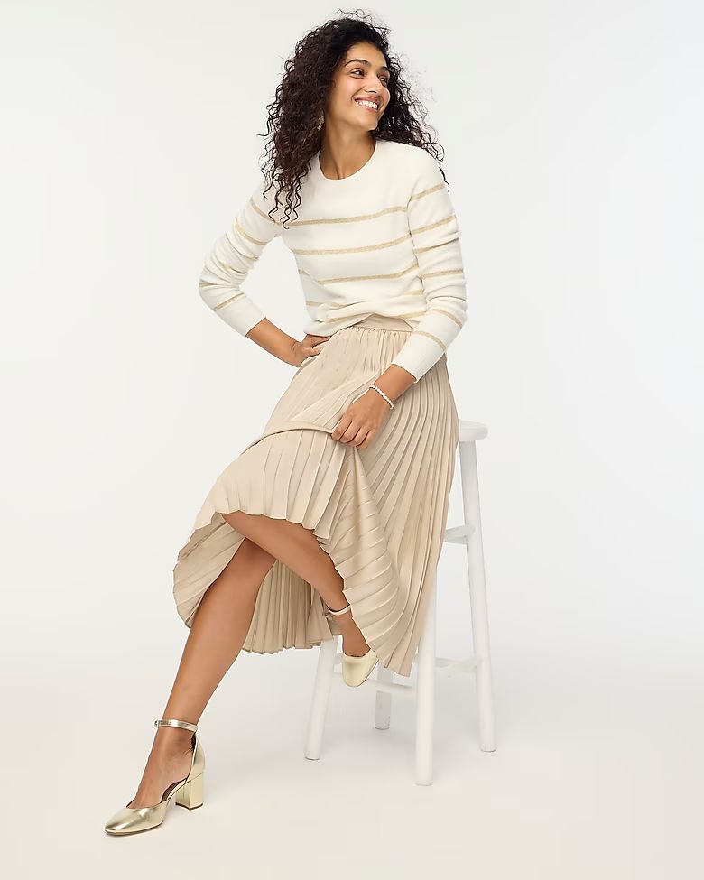 Shimmer striped crewneck in extra-soft yarn | J.Crew Factory