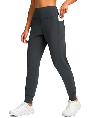 Viodia Women's Joggers with Pockets High Waisted Athletic Workout Yoga Jogger Pants for Women Tapered Sweatpants Dark Grey | Amazon (US)