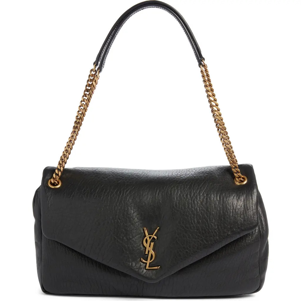 Saint Laurent Large Calypso Leather Shoulder Bag in Noir at Nordstrom | Nordstrom