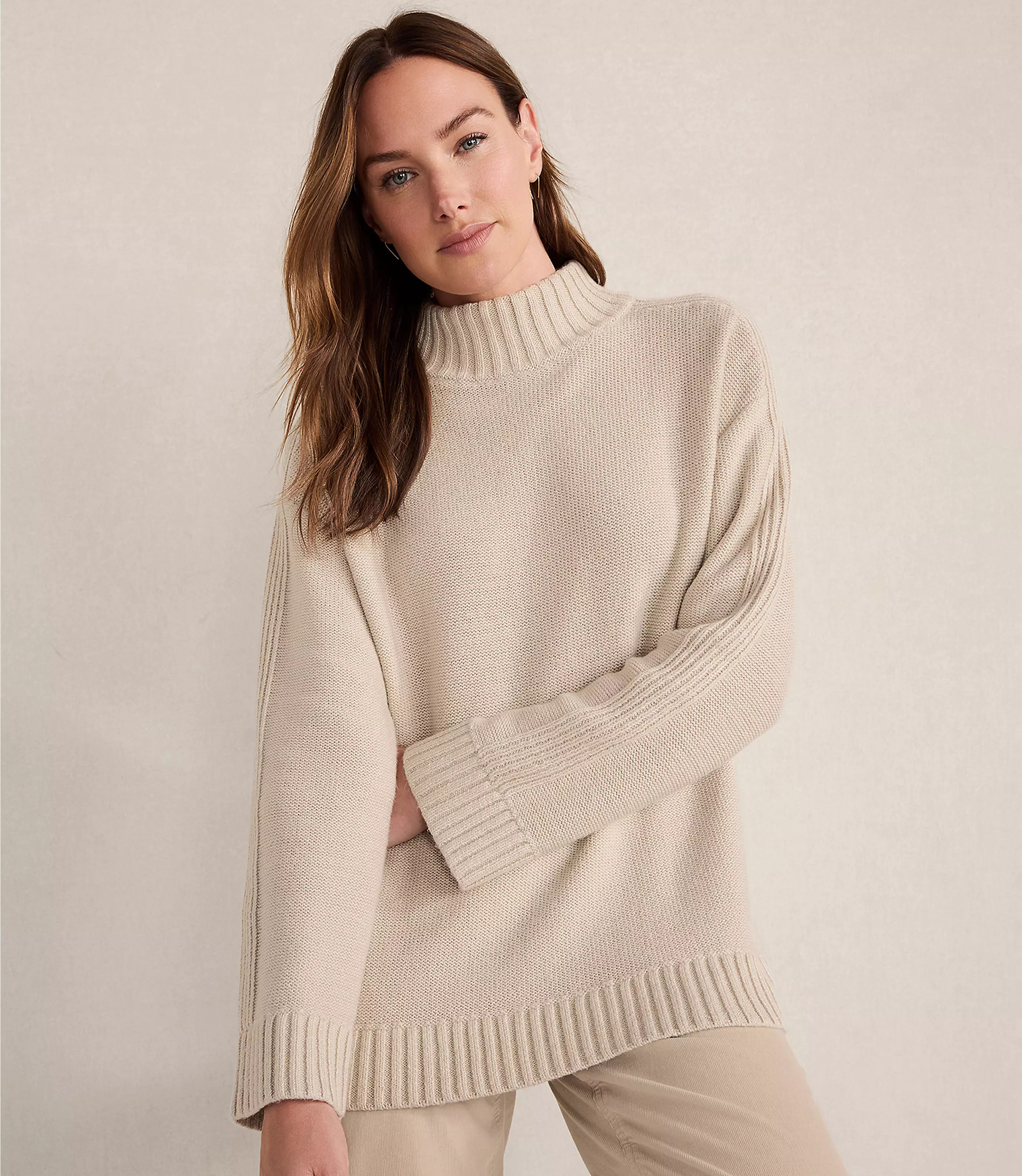 Haven Well Within Cotton Blend Mock Neck Sweater | LOFT