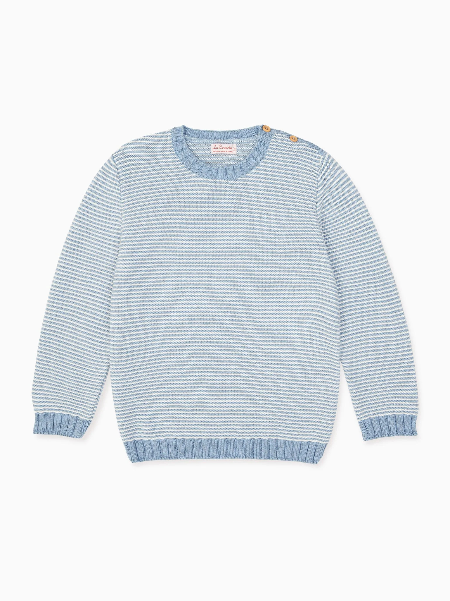 Dusty Blue Stripe Bromo Cotton Boy Sweater | La Coqueta (US)