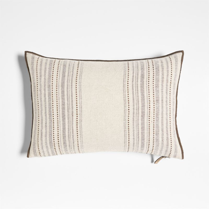 Bande Ivory Textured Stripe 22''x15'' Throw Pillow with Down-Alternative Insert | Crate & Barrel | Crate & Barrel