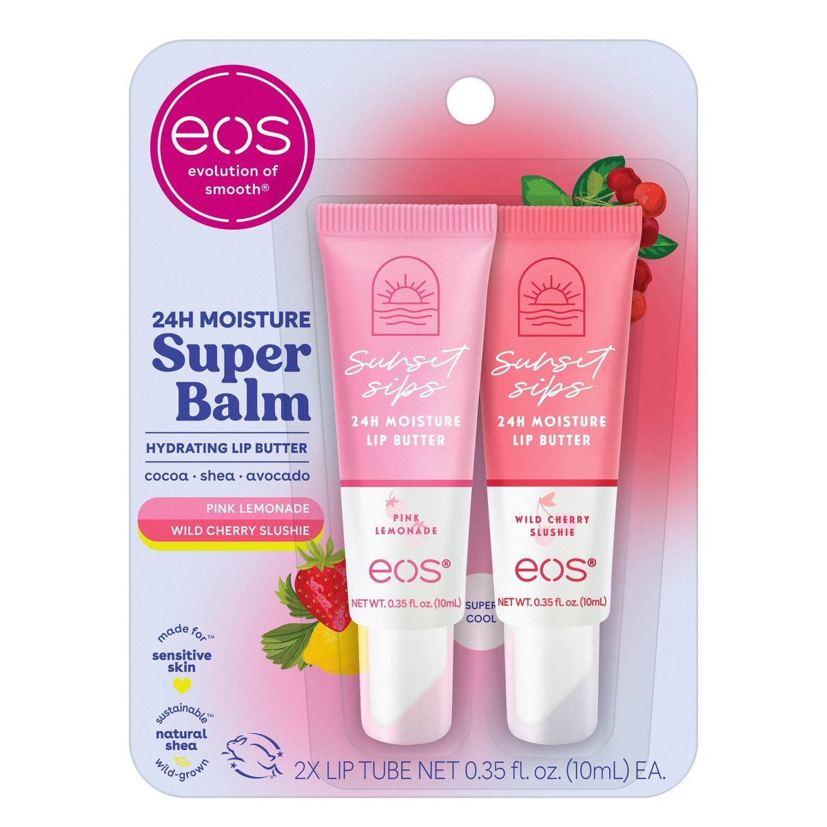 eos 24H Moisture Super Lip Balm - Pink Lemonade & Wild Cherry Slushie - 0.35 fl oz/2pk | Target