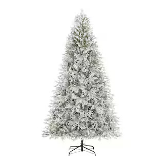 Home Decorators Collection 9 ft. Pre-Lit LED Kenwood Fraser Flocked Artificial Christmas Tree 21H... | The Home Depot