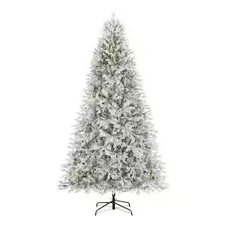 9 ft. Pre-Lit LED Kenwood Fraser Flocked Artificial Christmas Tree | The Home Depot