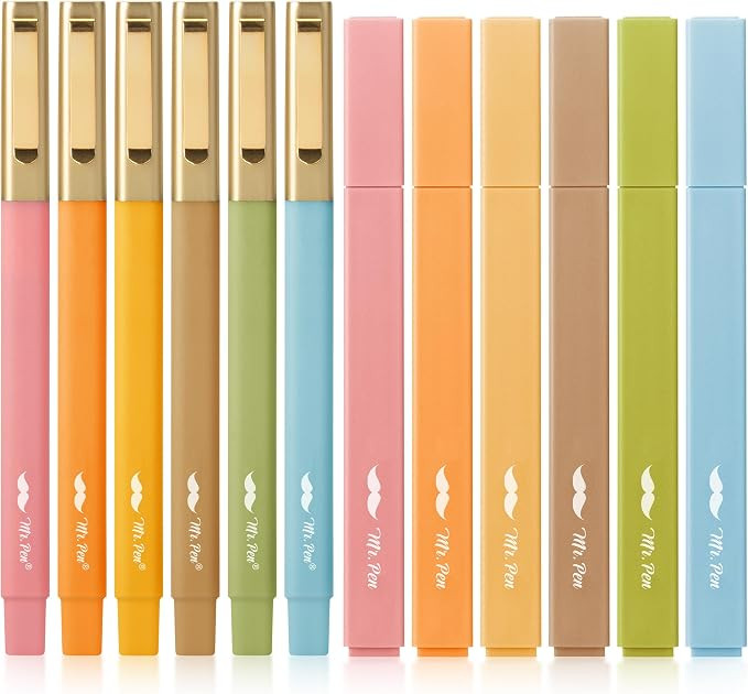 Mr. Pen- Aesthetic Highlighters and Pens No Bleed, 12 Pack, Pastel Color Bible Highlighters No Bl... | Amazon (US)