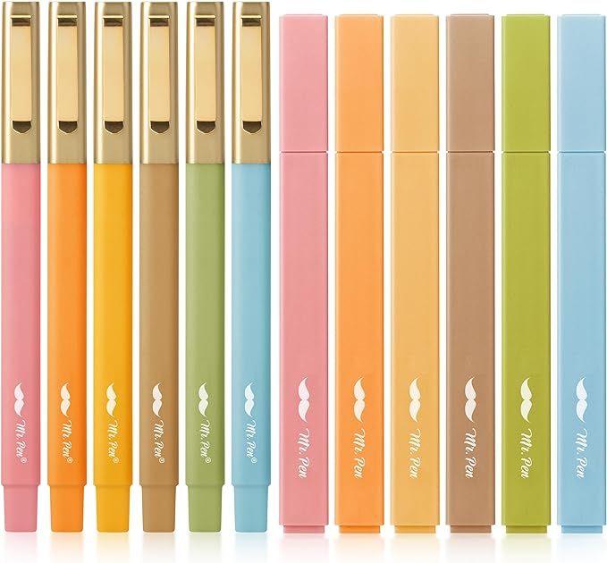 Mr. Pen- Aesthetic Highlighters and Pens No Bleed, 12 Pack, Pastel Color Bible Highlighters No Bl... | Amazon (US)