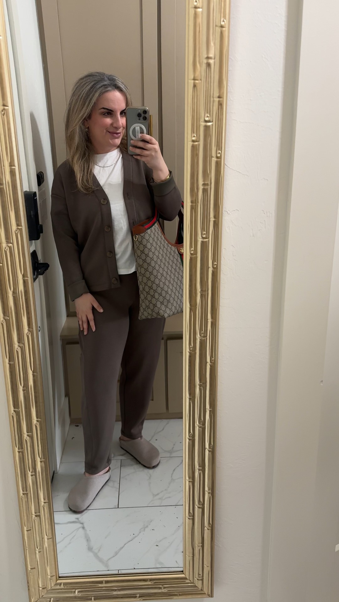 The perfect Fall casual outfit. This Spanx Air Essentials set is so soft! It’s like butter. Love the very slight barrel leg pant. I stayed TTS in pants and sized down in cardigan. 

#LTKMidsize #LTKootd #LTKPetite
