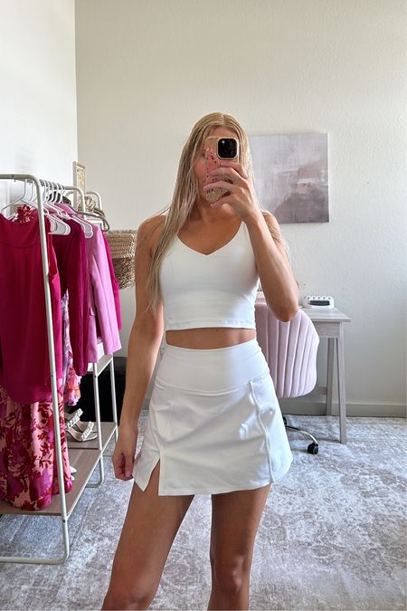 All white tennis outfit 🤍

Sizing:
1. Amazon cropped workout tank - size Small (such great quality)
2. Abercrombie white tennis skirt - size XS (has built in shorts with a pocket on one side, not see through at all!)

Amazon workout outfit, white skirt, Amazon workout tank, summer activewear, tennis skirt, pickleball outfit, all white outfit, Abercrombie activewear, Abercrombie outfit, spring outfit


#LTKSeasonal #LTKsalealert #LTKActive