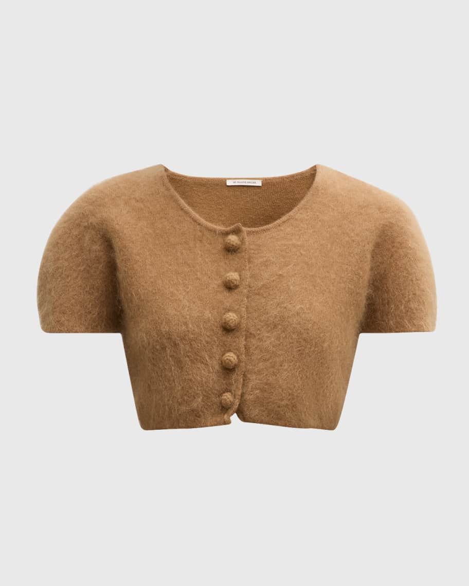 By Malene Birger Zhara Cropped Fuzzy Knit Sweater | Neiman Marcus