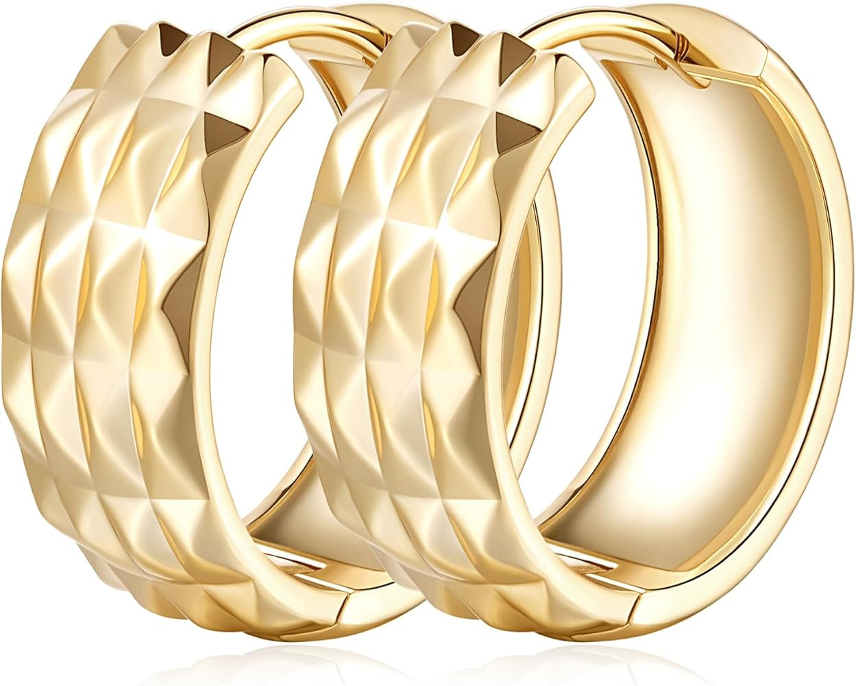 14K Gold Hoop Earrings for Women Hypoallergenic Small Hoop Earrings for Women Unique Chunky Gold ... | Amazon (US)