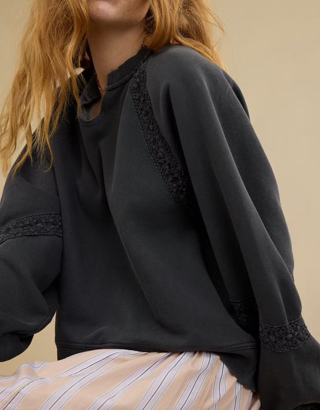 Aerie Hey Crochet Sweatshirt | Aerie