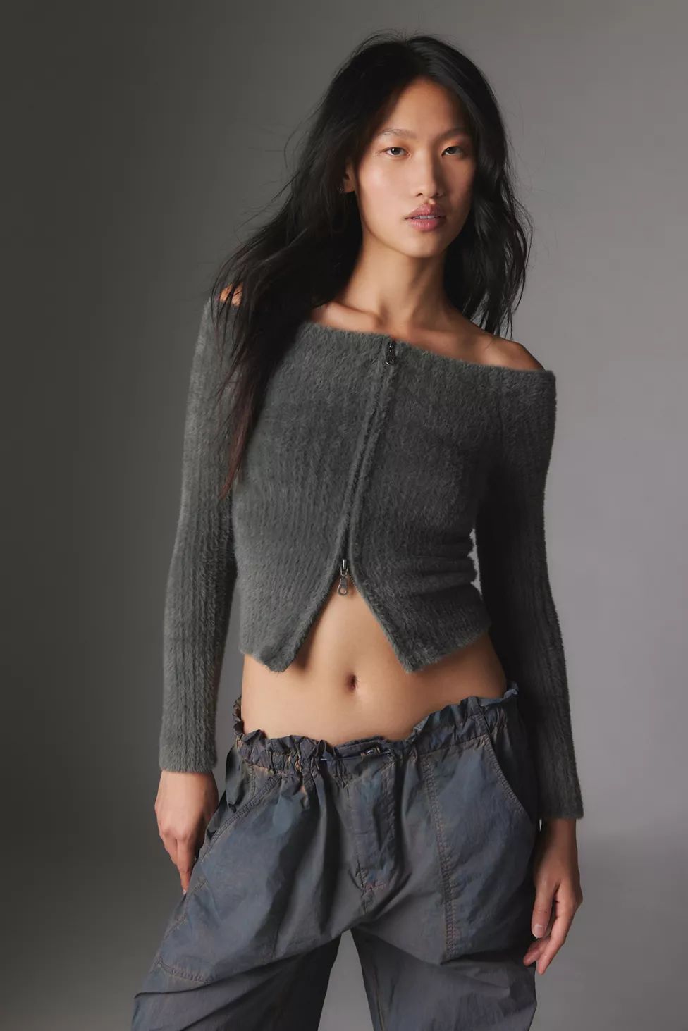 Silence + Noise Ashley Off-The-Shoulder Fuzzy Cardigan | Urban Outfitters (US and RoW)