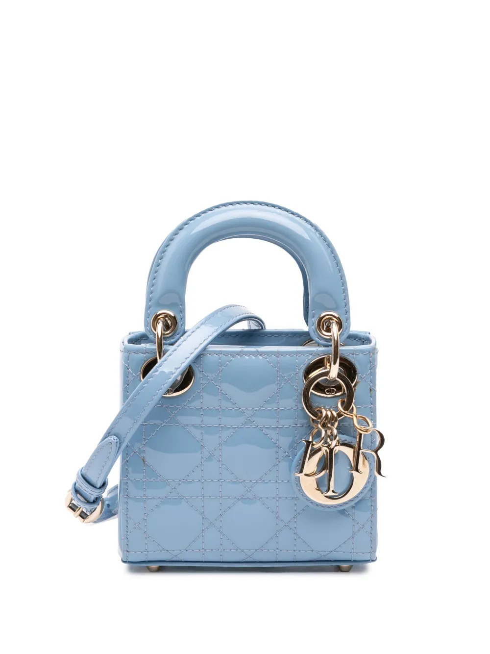 Christian Dior Pre-Owned 2021 Micro Patent Cannage Lady Dior Satchel | Blue | FARFETCH | Farfetch Global