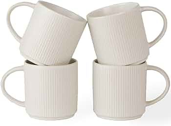 famiware Coffee Mug Set for 4, Star 12 oz Catering Mug with Handle for Coffee, Tea, Cocoa, Milk, ... | Amazon (US)