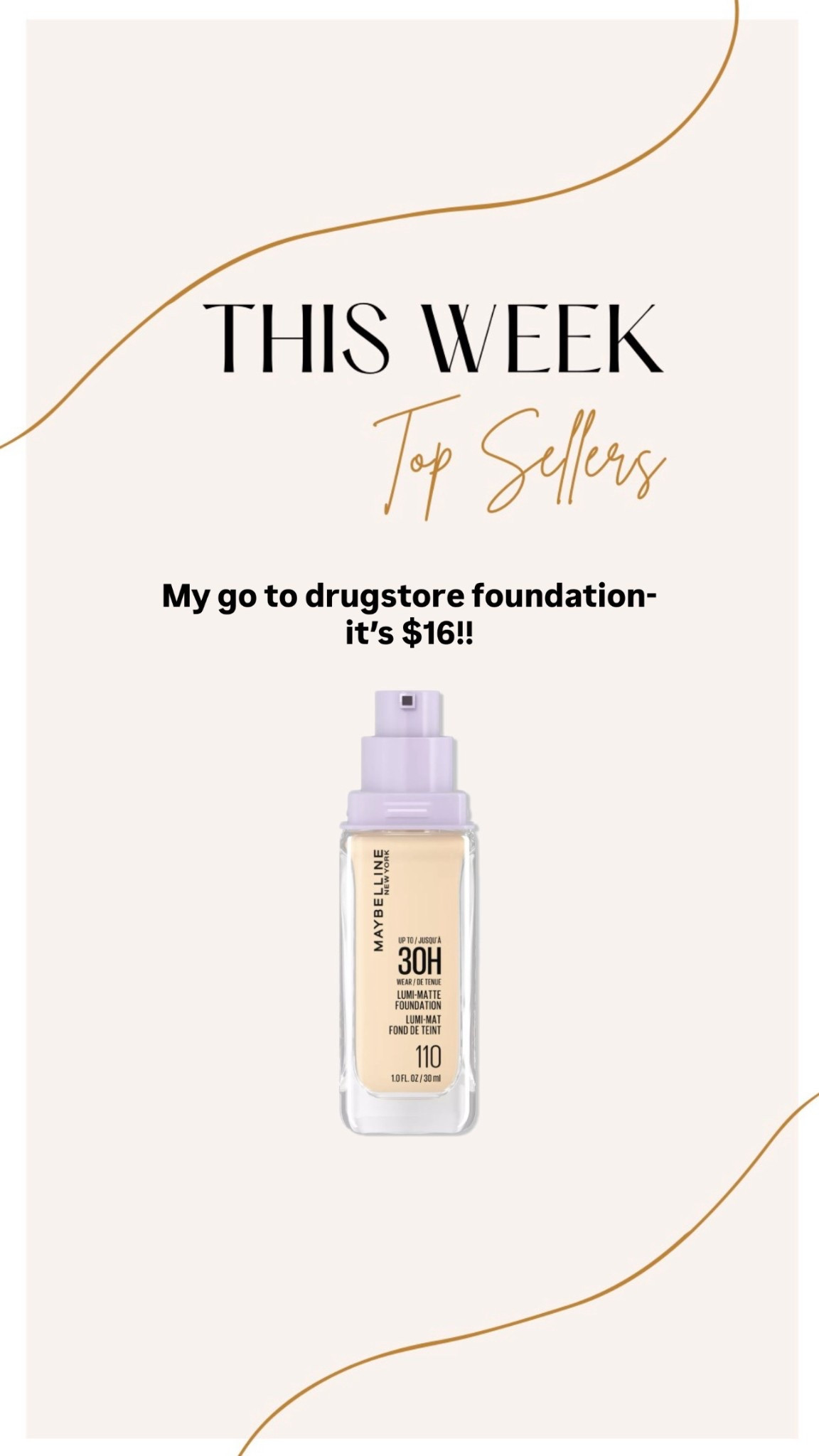 This 30 hour wear foundation that’s $16 is my GO TO product. Such good coverage and so natural 

#LTKgrwm #LTKdayinmylife