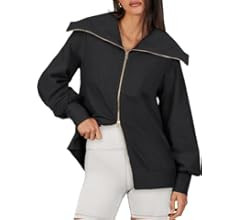 Caracilia Womens Zip Up Sweatshirt Oversized Hoodies Sweater Cute Casual Outfits Top 2023 Fall Wi... | Amazon (US)