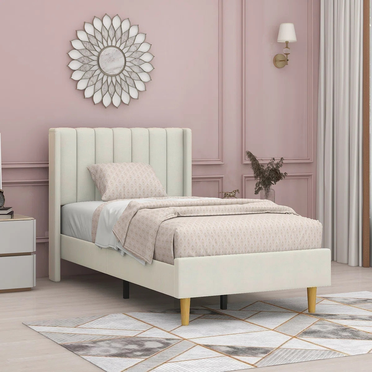 Eriksay Low Profile Upholstered Platform Bed with Wingback Headboard | Wayfair North America