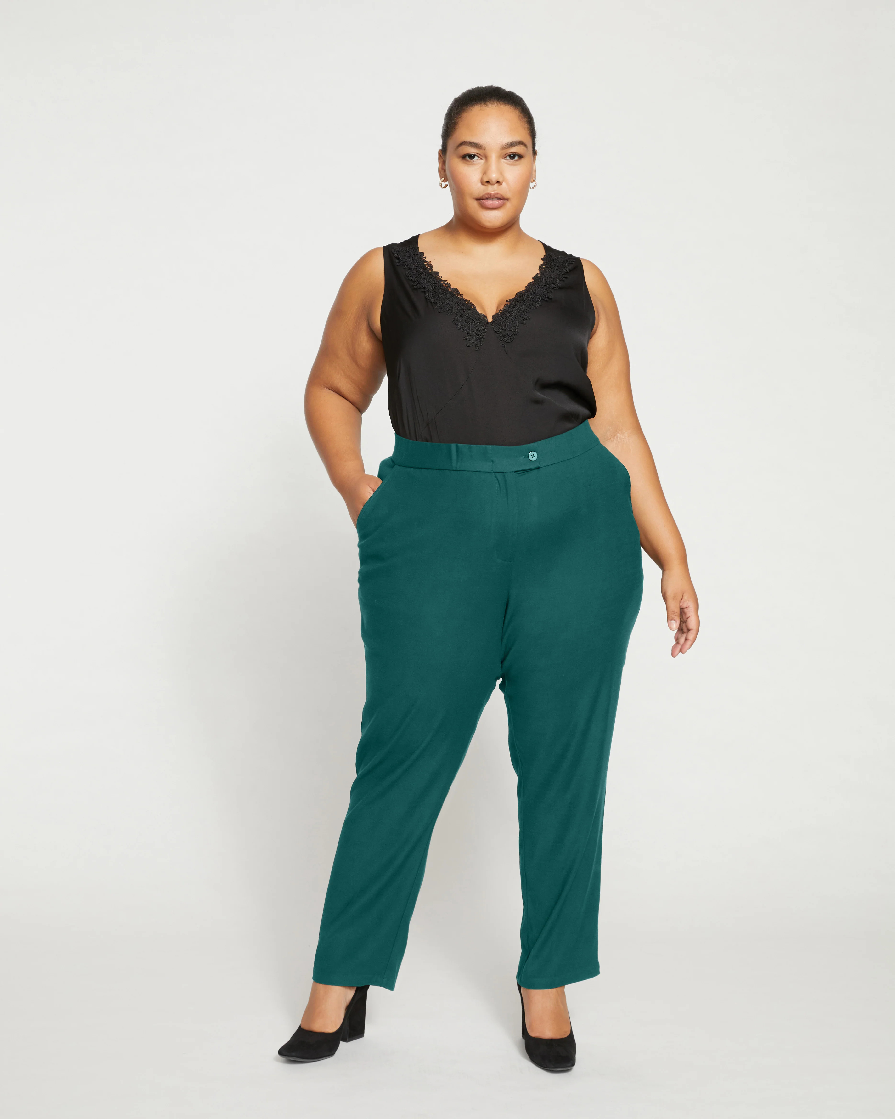 Meg Double Luxe Cigarette Pants - Forest Green | Universal Standard