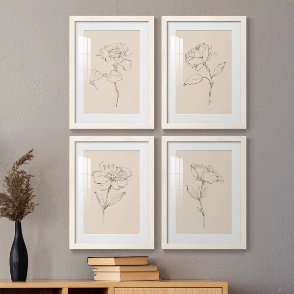 " Floral Contour Study I " 4 - Pieces Painting Print | Wayfair North America