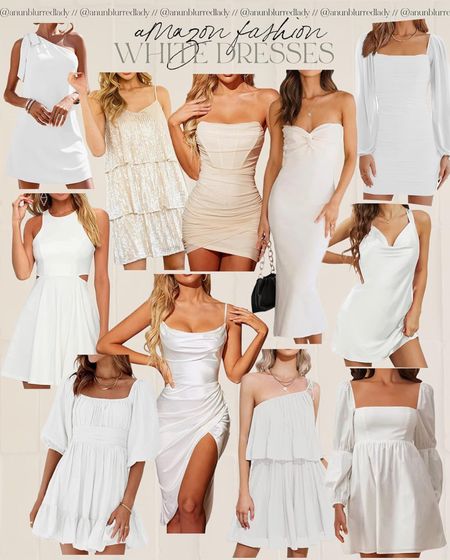 Gorgeous amazon white dresses that are perfect for the bride to be or for graduation or any summer event! #Founditonamazon #amazonfashion #inspire Amazon fashion outfit inspiration 

#LTKStyleTip #LTKSeasonal #LTKSaleAlert