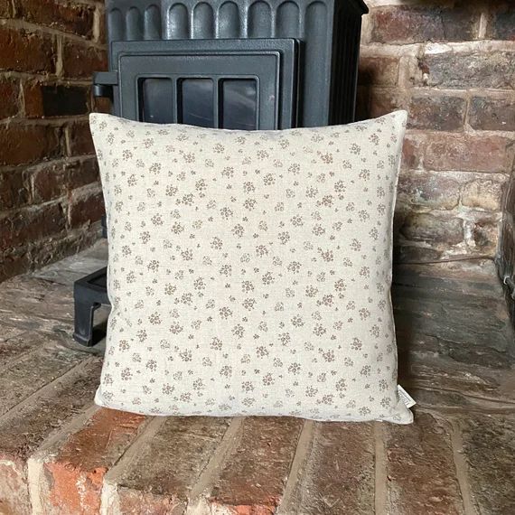 31. Small Brown Flowers Natural LINEN Cotton Cushion Cover. Various sizes | Etsy (US)