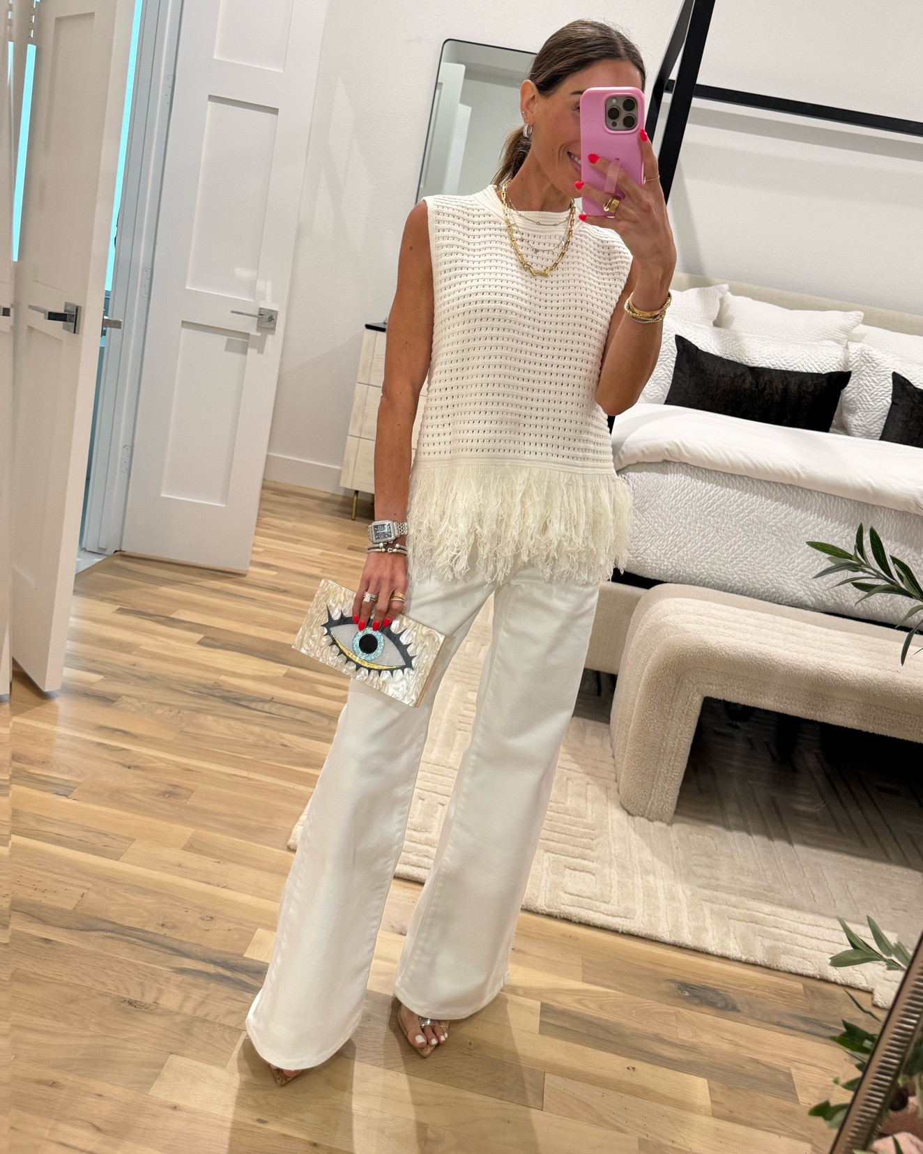 An easy Amazon summer outfit idea: Off white fringe top looks so high end with white jeans petite friendly

#LTKPetite #LTKootd #LTKOver40