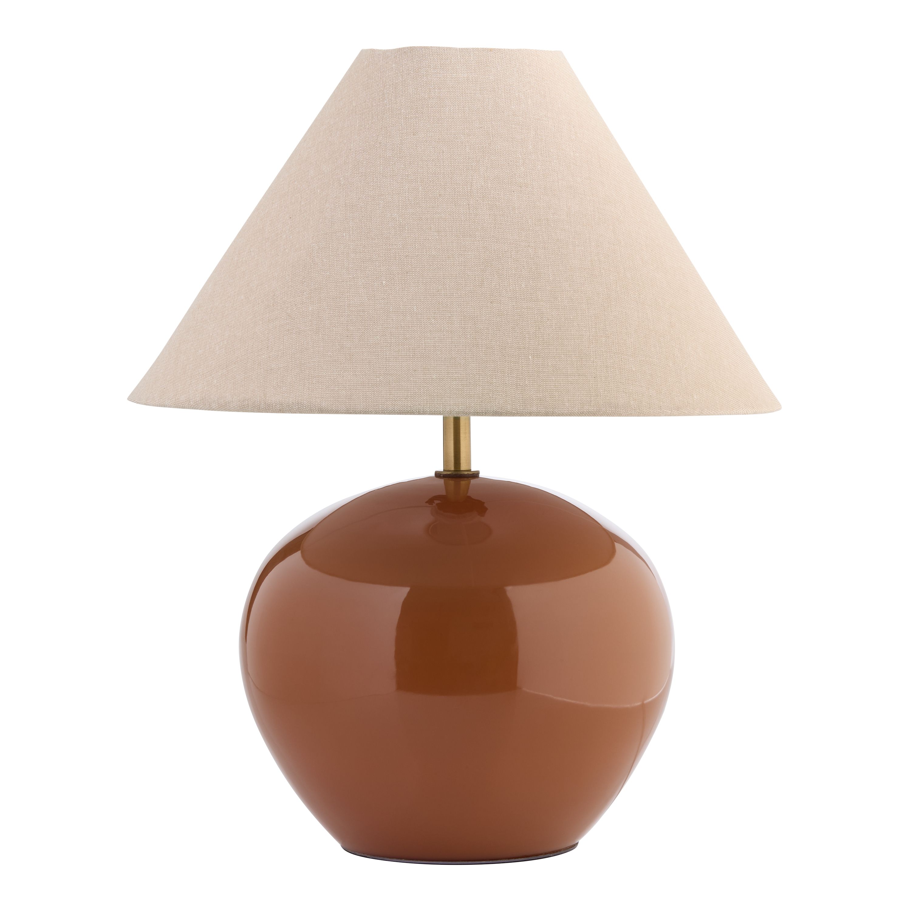 Round Caramel Blown Glass Empire Shade Table Lamp | World Market