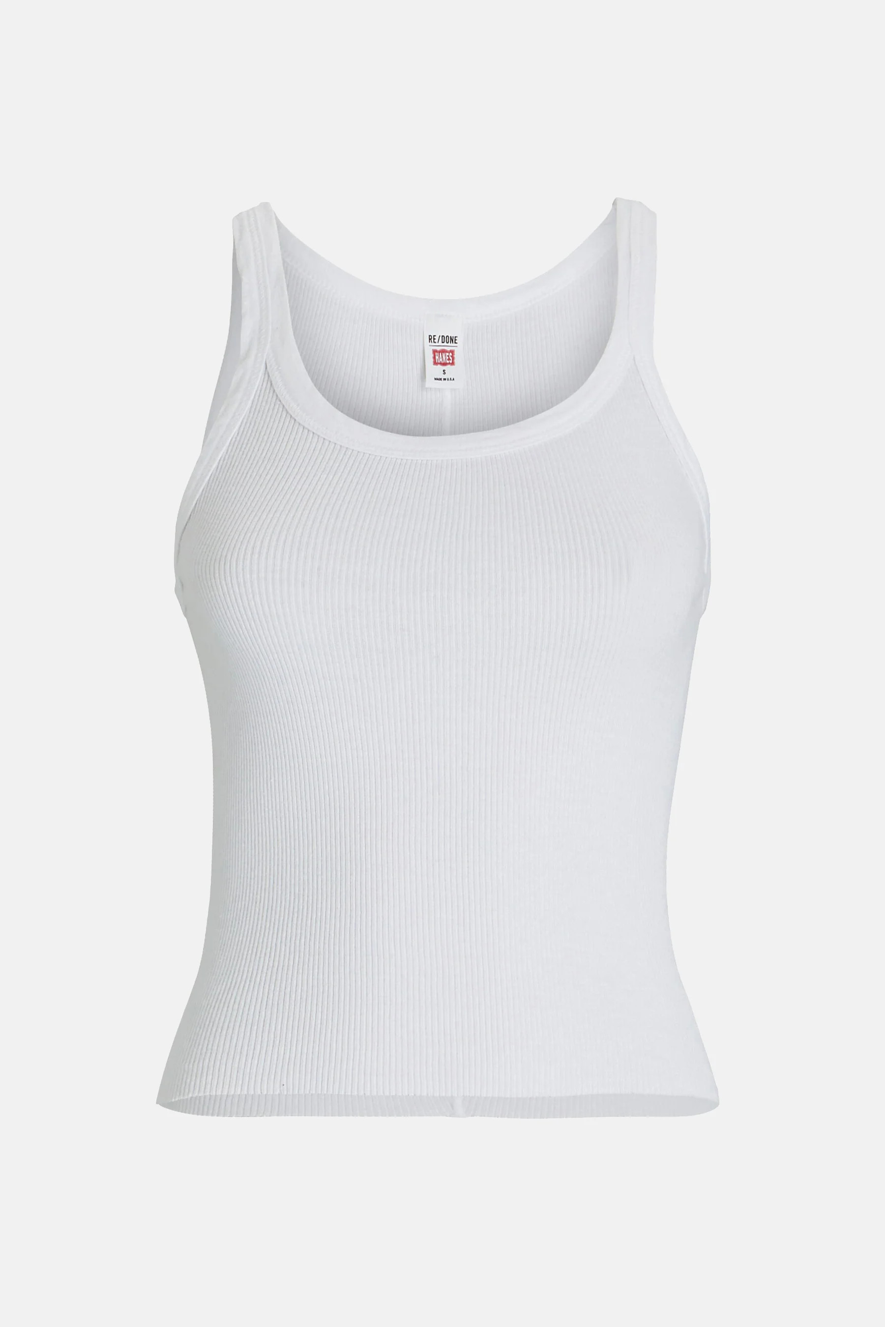 Cropped Ribbed Tank Optic White | Blue & Cream