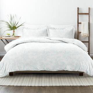 Vine Patterned Performance Aqua King 3-Piece Duvet Cover Set | The Home Depot
