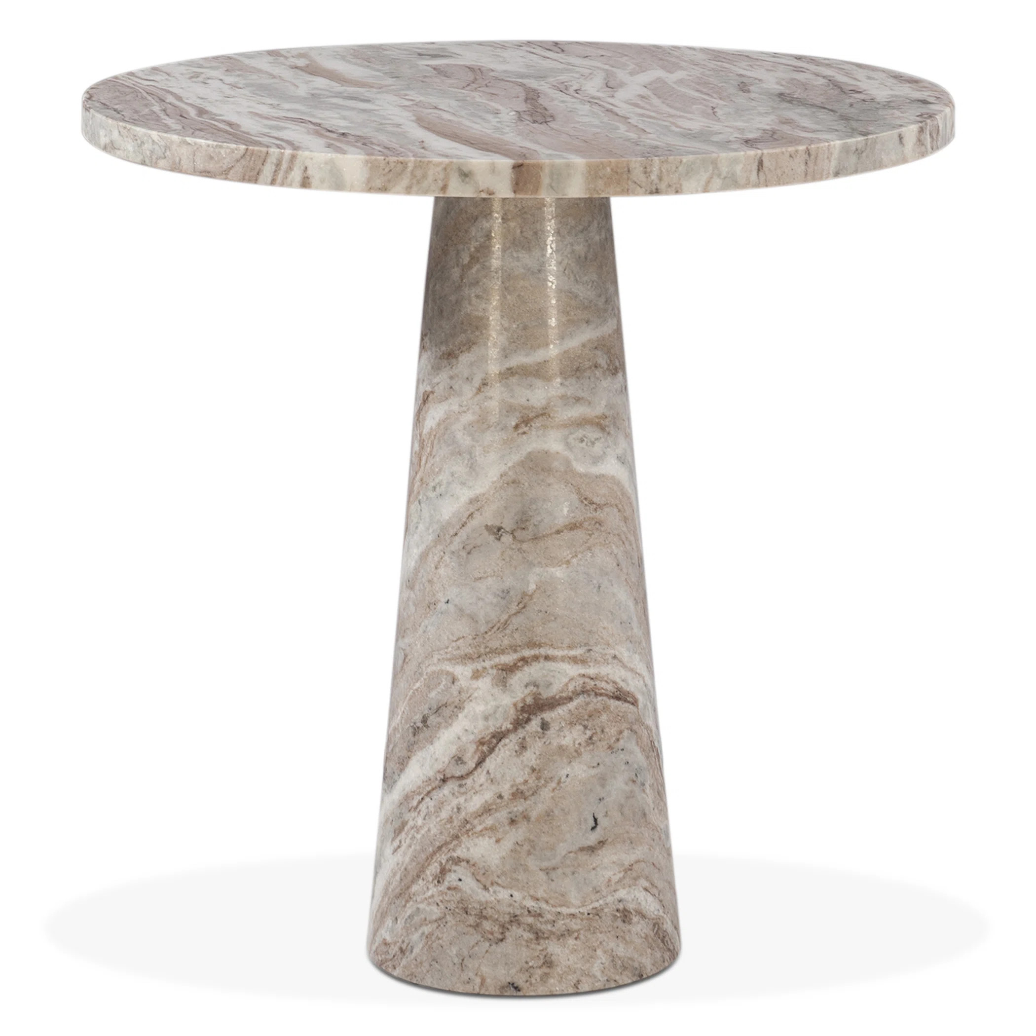 Rollene 30" Round Dining Table In Brown Toronto Marble | Wayfair North America