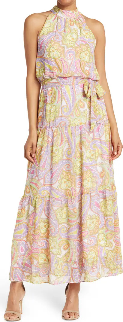 Paisley Belted Crepe Maxi Dress | Nordstrom Rack