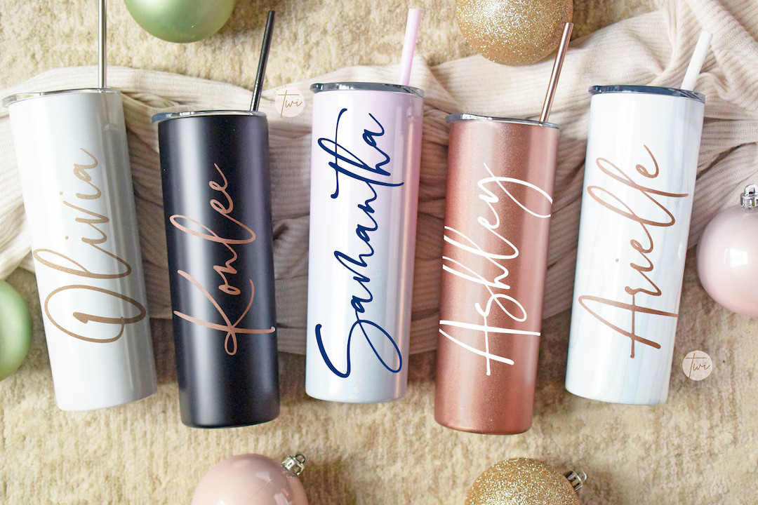 Personalized Tumbler With Lid and Straw, Stainless Steel Skinny Tumbler, Personalized Gift for Mom,  | Etsy (US)