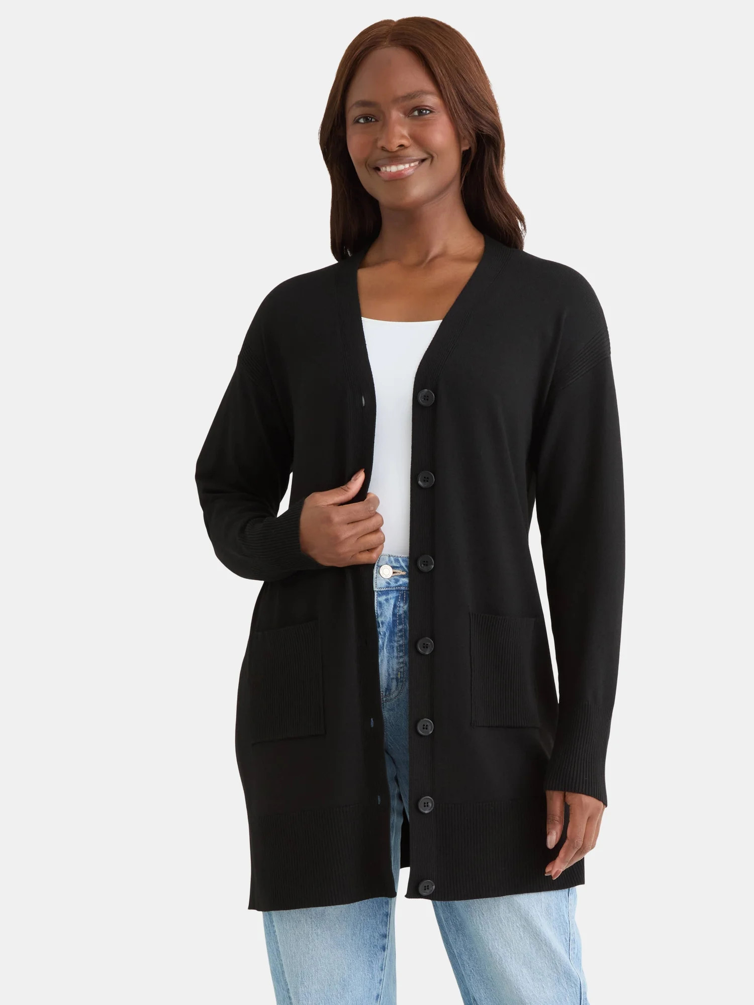 Time and Tru Women’s Longline Button Front Cardigan Sweater, Lightweight, Sizes XS-XXXL | Walmart (US)