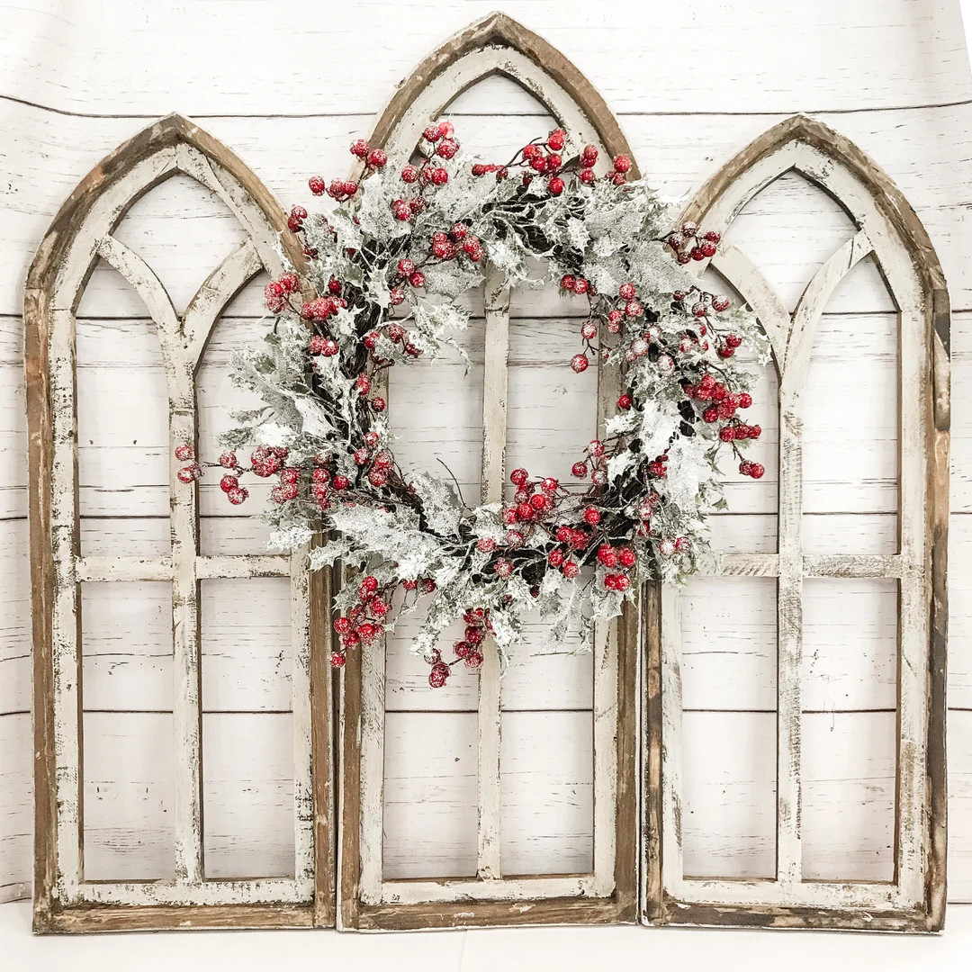 Cathedral Farmhouse Style Christmas Wood Window Frame - Etsy | Etsy (US)