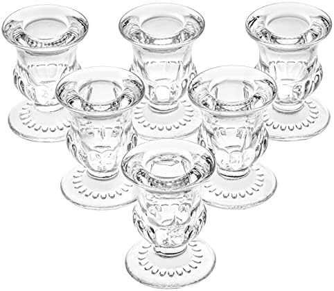 Glass Taper Candle Holders Set of 6 Clear Crystal Candle Holders for Candlesticks, Elegant Candle... | Amazon (US)