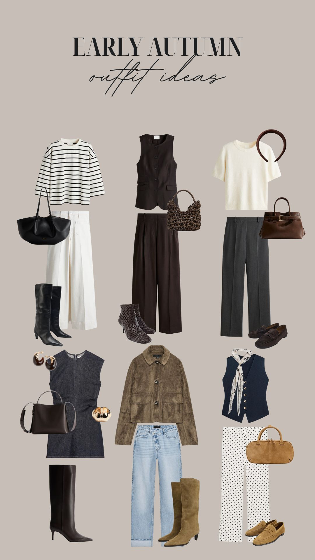 Early autumn outfits from Zara & H&M, transitional fashion, neutrals, chocolate brown, denim, knee high boots, high street finds  

 #LTKuk #LTKautumn #LTKstyletip