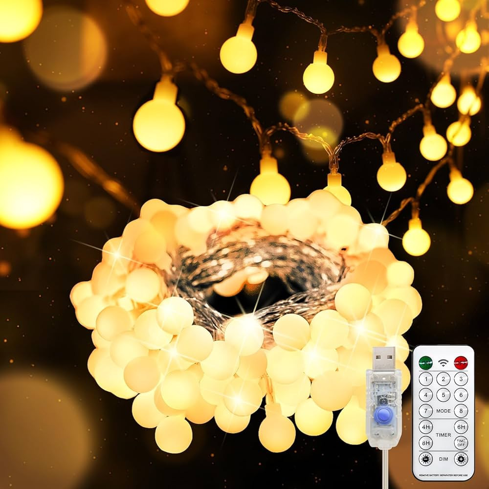 suddus Globe String Lights for Bedroom, 100 Led Fairy Lights Plug in, String Lights Indoor for Ch... | Amazon (US)
