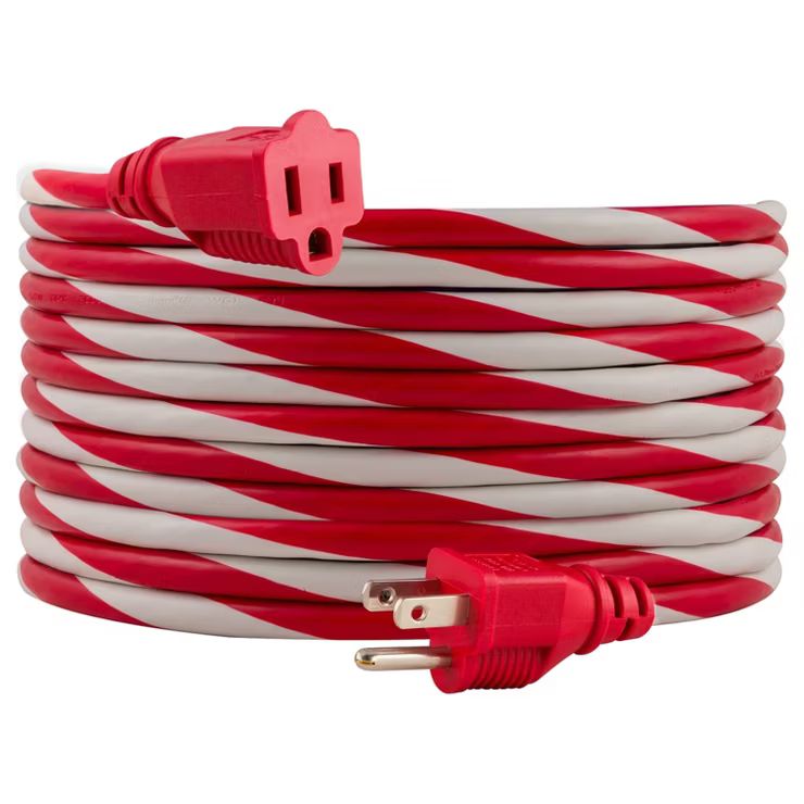 Philips 25&#39; 1-Outlet Grounded Extension Cord Outdoor Candy Cane | Target