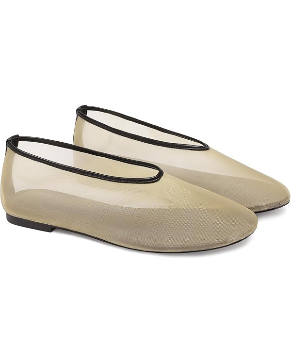 Mesh Ballet Flats for Women Round Toe Slip On Ballerina Mary Jane Shoes Tulle Comfortable Casual ... | Amazon (US)