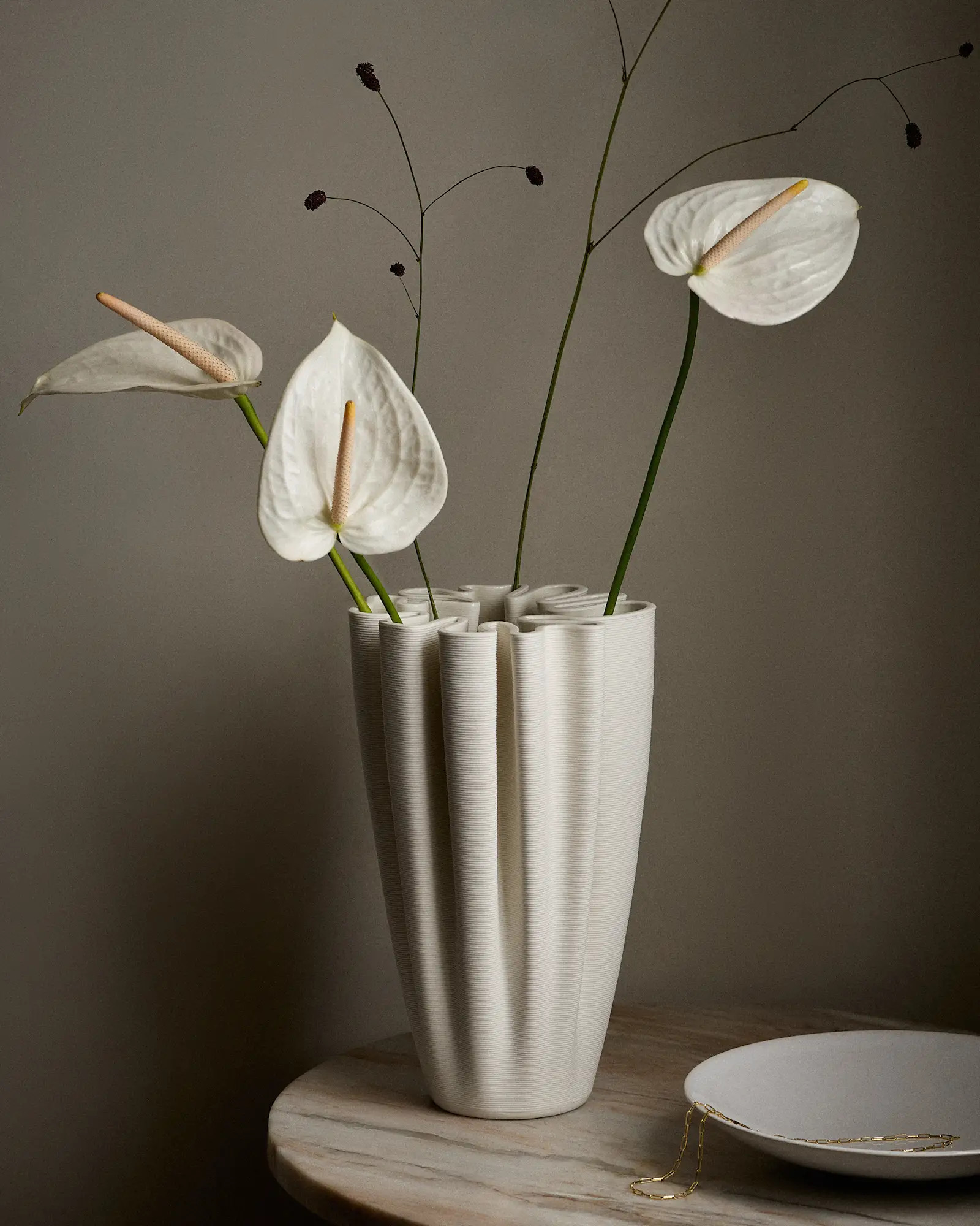 Sculptural Rippled Ceramic Vase | Quince