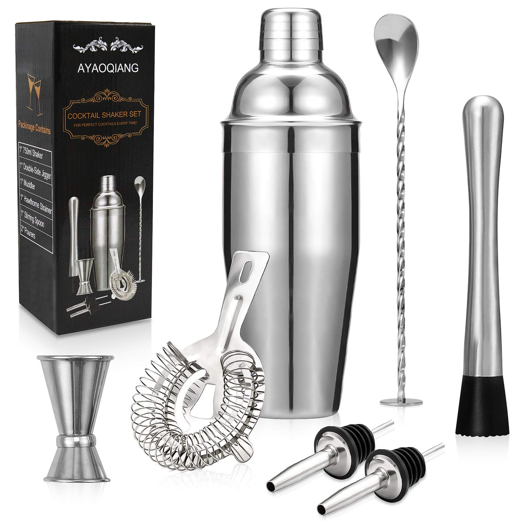 Cocktail Shakers Set,7 Pieces Cocktail Making Kit,Cocktail Shaker Set 750ml Stainless Steel Bar T... | Amazon (UK)