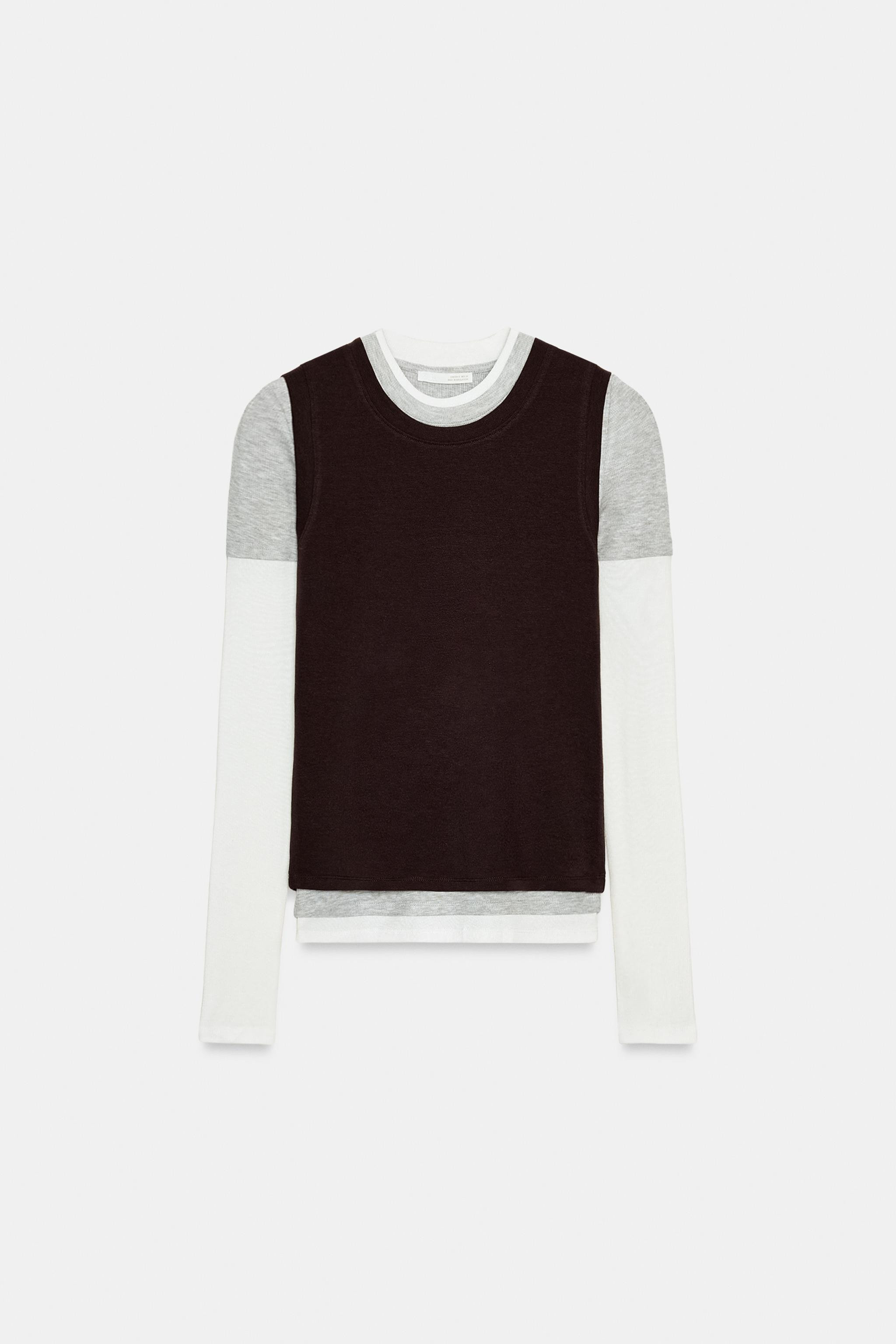 LONG SLEEVE TRIPLE EFFECT T-SHIRT | Zara US