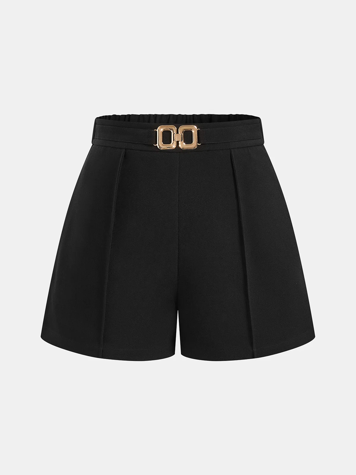 Mid Waist Metal Buckle A-Line Shorts | Commense