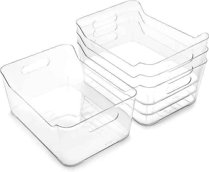BINO | Plastic Organizer Bins, Large - 4 Pack | The SOHO Collection | Multi-Use | Pantry & Freeze... | Amazon (US)