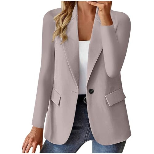 Beige Blazer for Women Business Casual Open Front Blazers Office Work Lightweight Coats Spring Summer Cardigan Suits | Amazon (US)