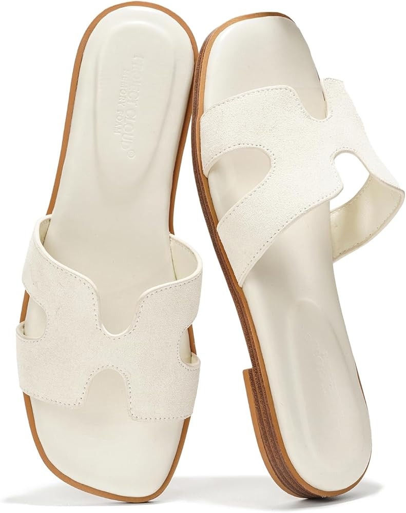 Project Cloud Fashion Flat Summer Sandals for Women 2025 - Leather Womens Sandals Comfortable Mem... | Amazon (US)